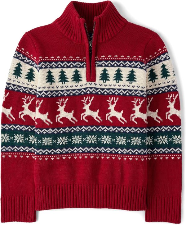 Boys' Long Sleeve Quarter Zip Pullover Sweater